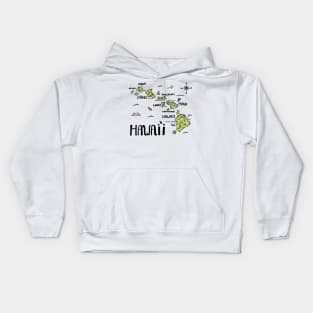 Hawaii Illustrated Map Color Kids Hoodie